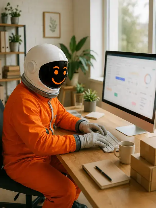Maskot Eshop-rychle u počítače s přehledem e-shopu